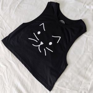 NWOT Meowingtons Cat Face Crop Top